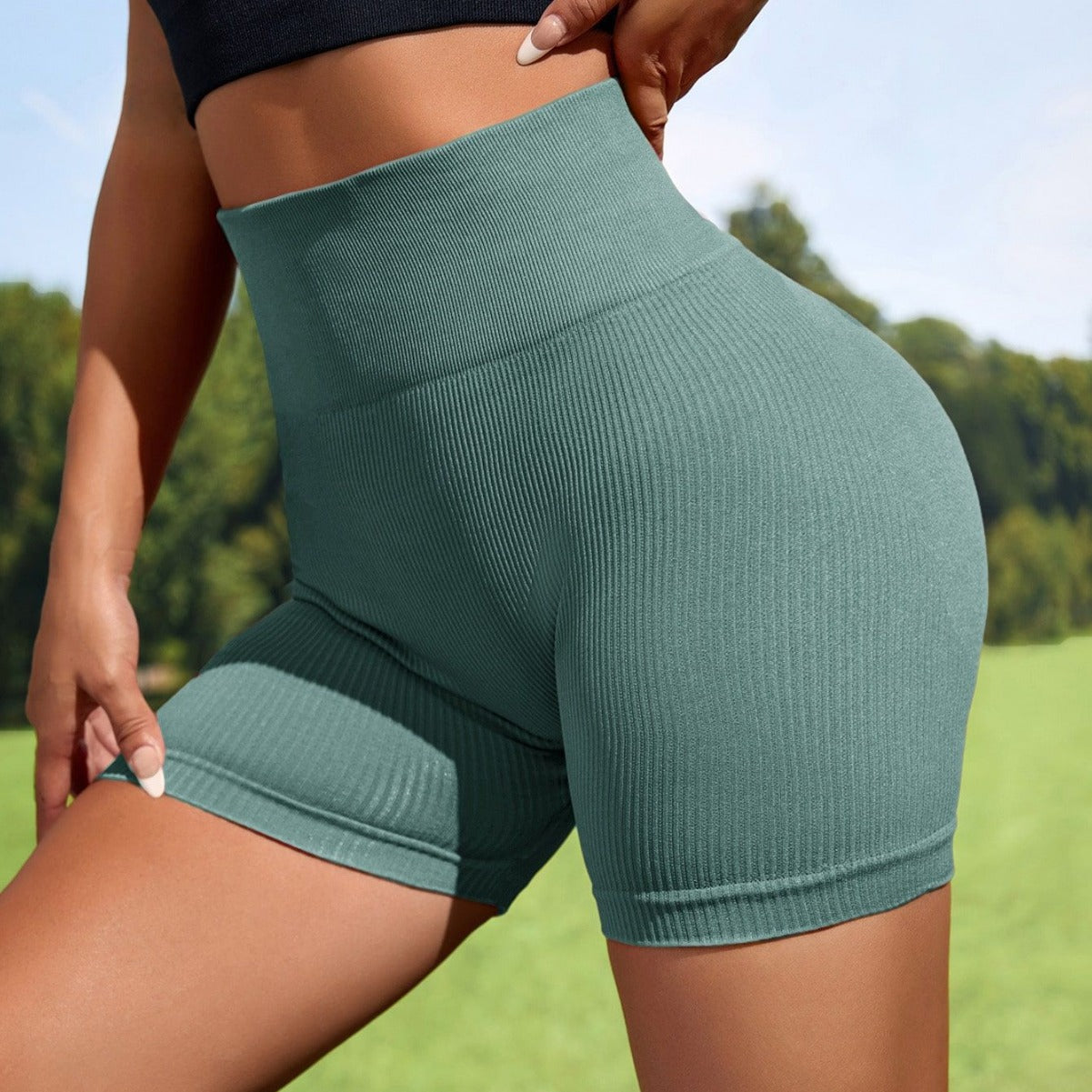 Seamless High Waisted Peach Butt Lifting Tummy Control Yoga Shorts Quick Dry 2 Colors for Fitness Outdoor Activities