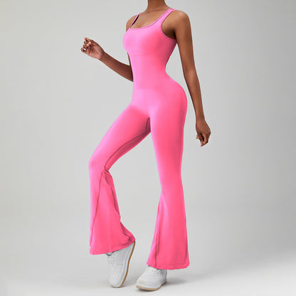 Yoga Jumpsuit Cutout Back Seamless Fit Slimming Bodysuit for Any Workout or Casual Wear