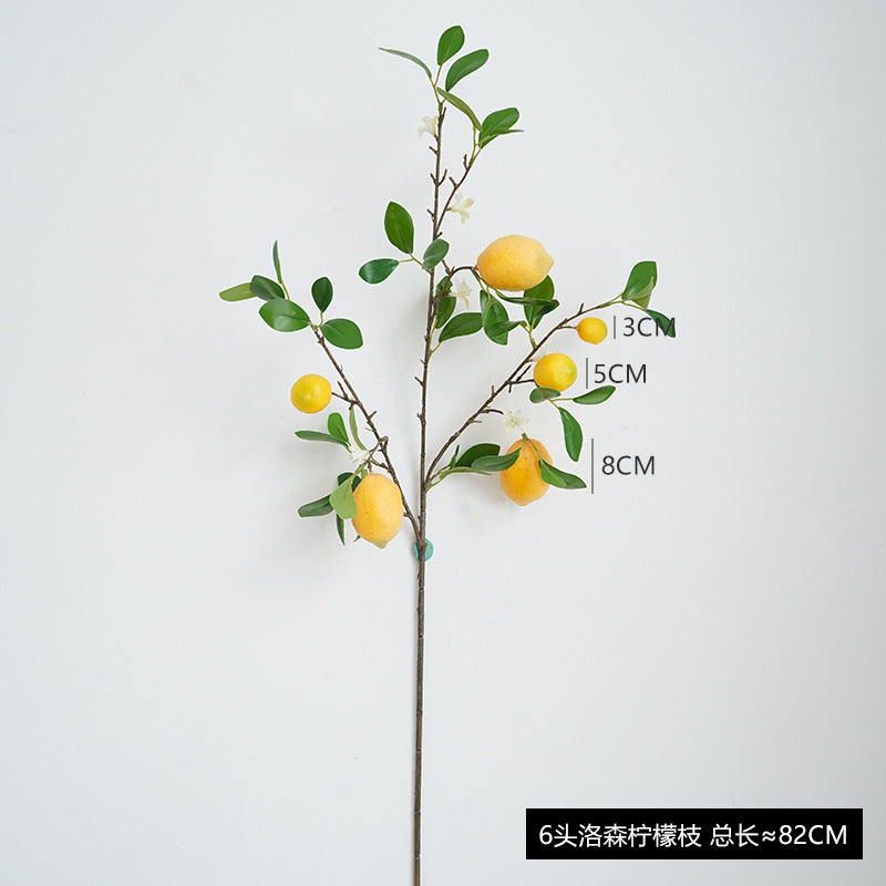 Artificial Lemon Branch - Fresh European Style Home and Hotel Decor, Perfect for Floral Arrangements and Photography Props, Realistic Faux Lemon Fruit Accent