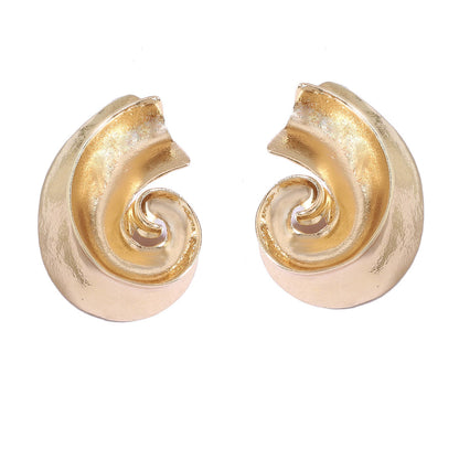 Stylish Vintage-Inspired Textured Half-Circle Metal Earrings – Unique Irregular Heavy Metal Studs for Trendy Fashionistas