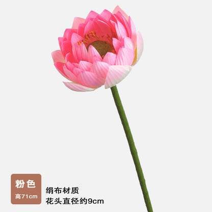 Realistic Lotus Flower Artificial Arrangement - Soft Silicone Faux Lotus with Lush Leaves for Stunning Home Décor, Wedding Centerpieces, and Garden Decorations