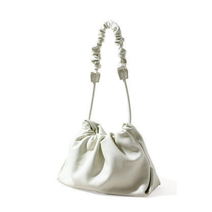 Luxury Genuine Leather Designer Drawstring Cloud Bag Chic Minimalist Crossbody and Shoulder Bag with Pleated Detailing for Unique Style