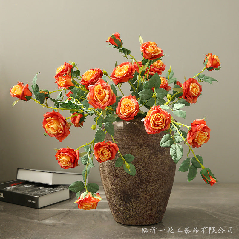 Realistic Faux Flower Bouquet with Curled Edge Roses - Modern Scandinavian Home Decor Accent for Dining Table - Unique Floral Table Centerpiece