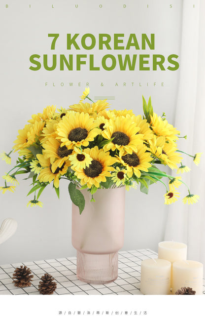 Stunning Faux Sunflower Bouquet with 7 Heads - Perfect for Wedding Bouquets, Home Décor, and Seasonal Displays