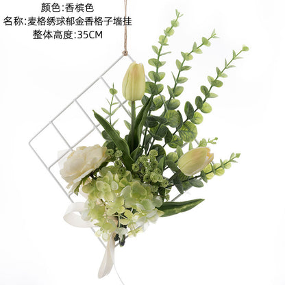 Artificial Flower Arrangement - Realistic Hydrangea & Tulip Wall Decor for Weddings - Elegant Handheld Bouquets - CF01072