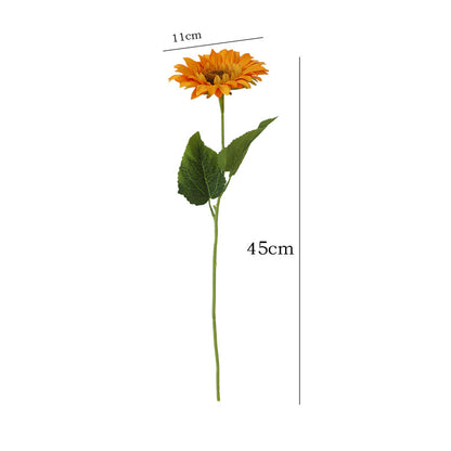 Single Stem Silk Sunflower – Realistic Faux Flower for Home Décor, Wedding Decorations, and Outdoor Landscaping Props