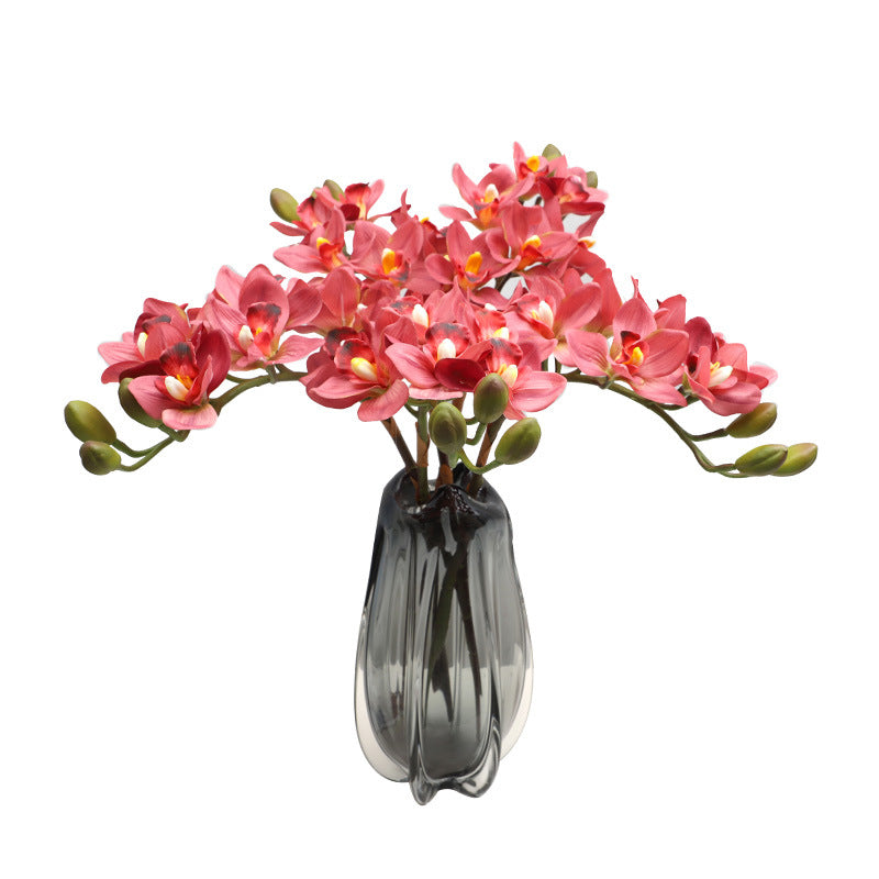 Luxury 8-Head Orchid-Inspired Faux Flower Arrangement – Perfect Moisture Feel – Ideal Home and Living Room Decor Accent