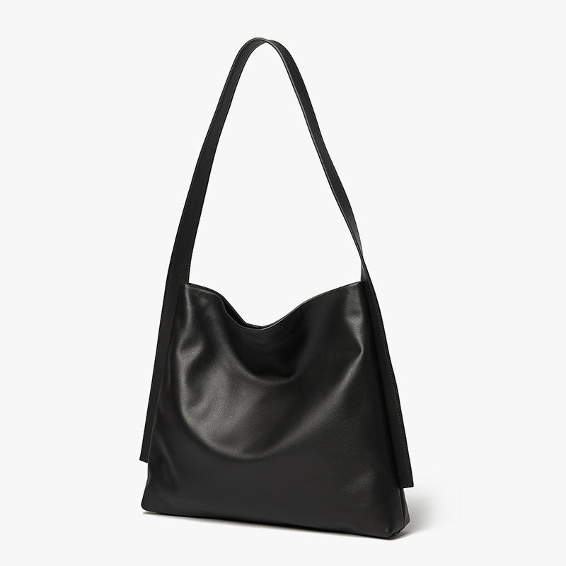 Chic Korean Inspired Oversized Tote Bag in Grain Leather Spacious Dual Purpose Design for Commuting and Everyday Use