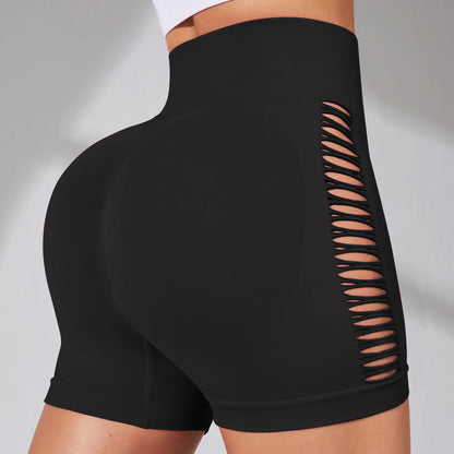 High Waisted Seamless Women's Yoga Shorts with Side Cut Outs Lift Your Bottom for Outdoor Workouts and Fitness Activities