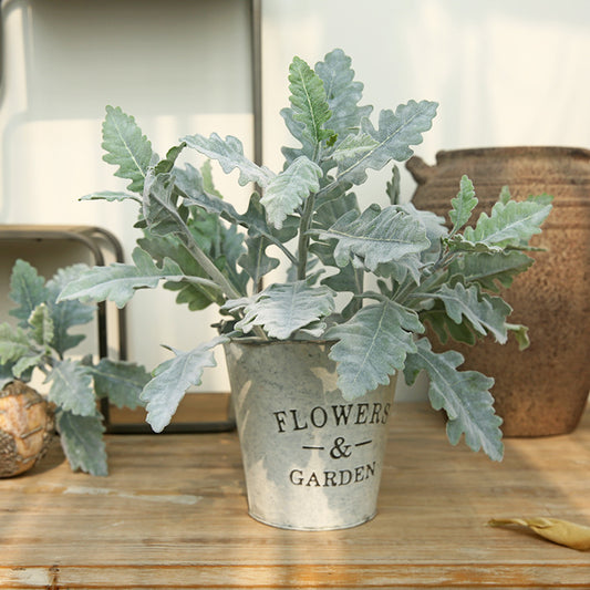 Stylish North American European-Style Faux Plant Arrangement with Velvety Silverleaf Daisy - Perfect Decorative Desk Piece for Home & Office