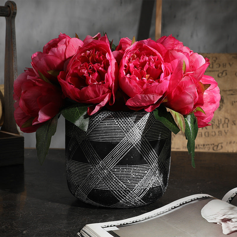 Realistic 6-Head Peony Flower Bouquet - Stunning Faux Floral Home Decor for Elegant Arrangements and Timeless Charm