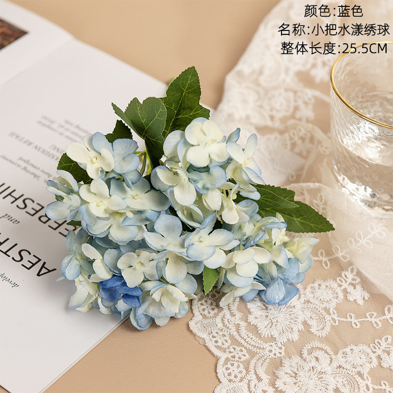 Elegant Wedding Decoration: Realistic Miniature Hydrangea Bouquet - Perfect for Home Decor, INS Style Artificial Flowers for a Refreshing Ambiance