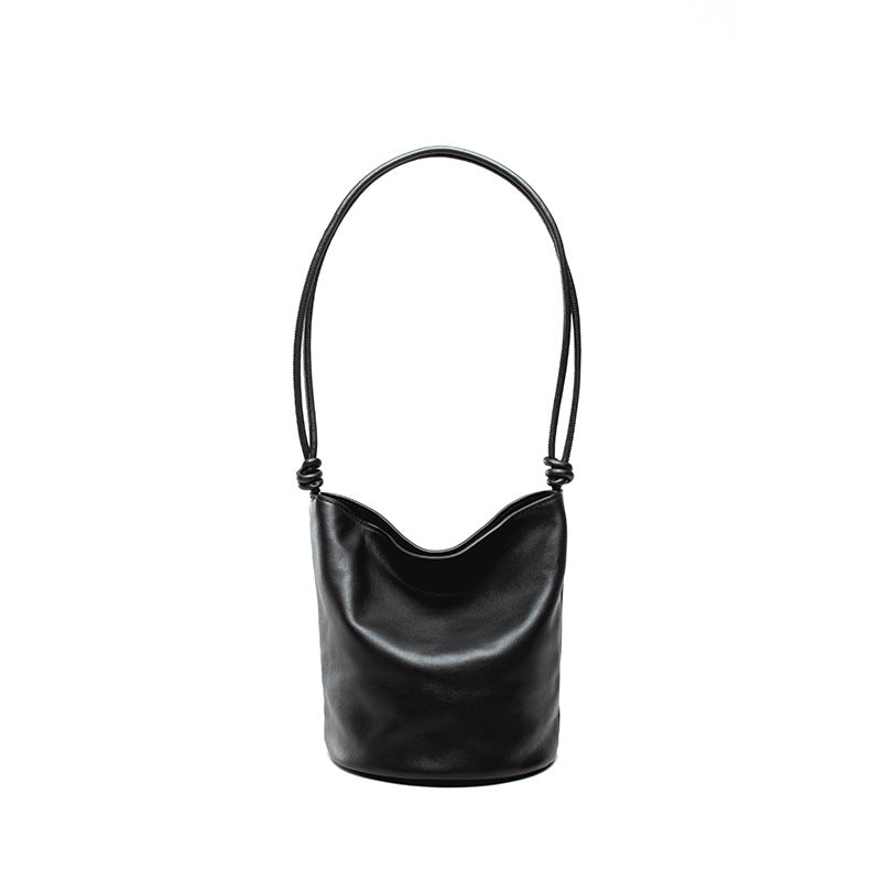 Spring One Shoulder Bag for Women Grain Leather Crossbody Bucket Bag