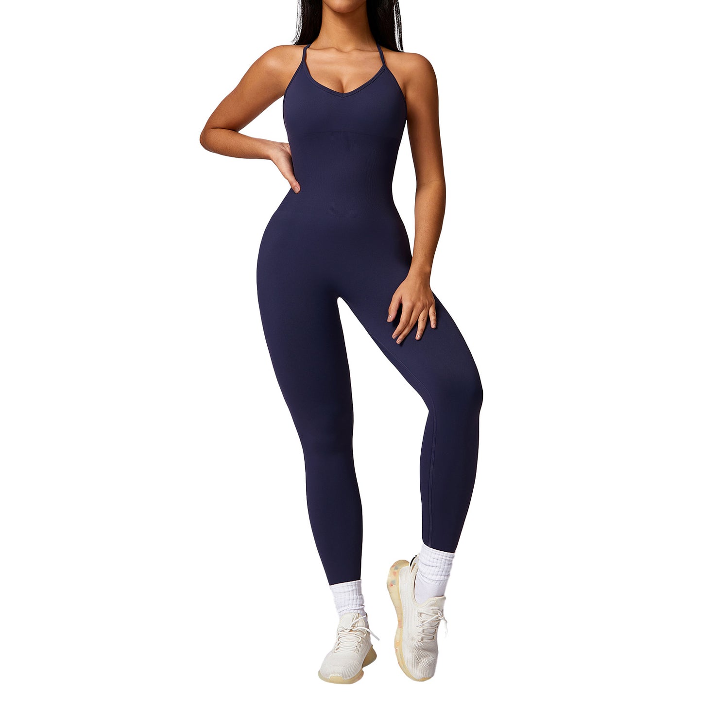 Seamless Yoga Jumpsuit with Removable Chest Pads and Butt Lifting Design and Comfortable Activewear for Flexibility and Support