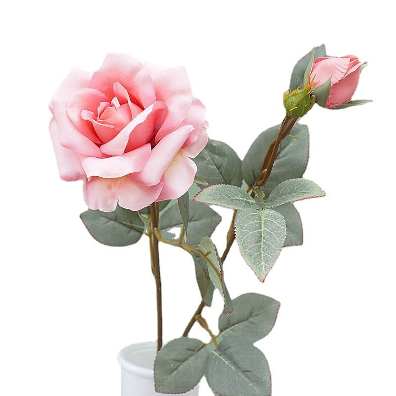 Single Stem 2-Branch Autumn Serenity Rose - Lifelike Artificial Flowers Perfect for Valentine's Day, Weddings, and Home Decor - Ideal for Photography and Floral Arrangements