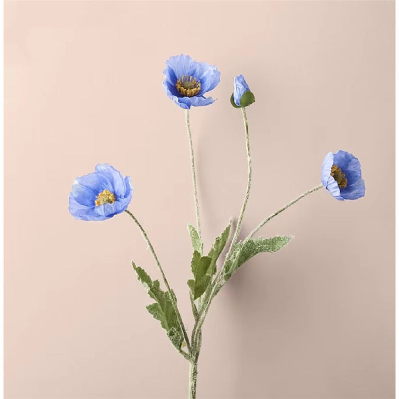 Icelandic Poppy Artificial Flower Bouquet for Home Decor - Elegant Silk Floral Arrangement for Living Room and Dining Table Accents