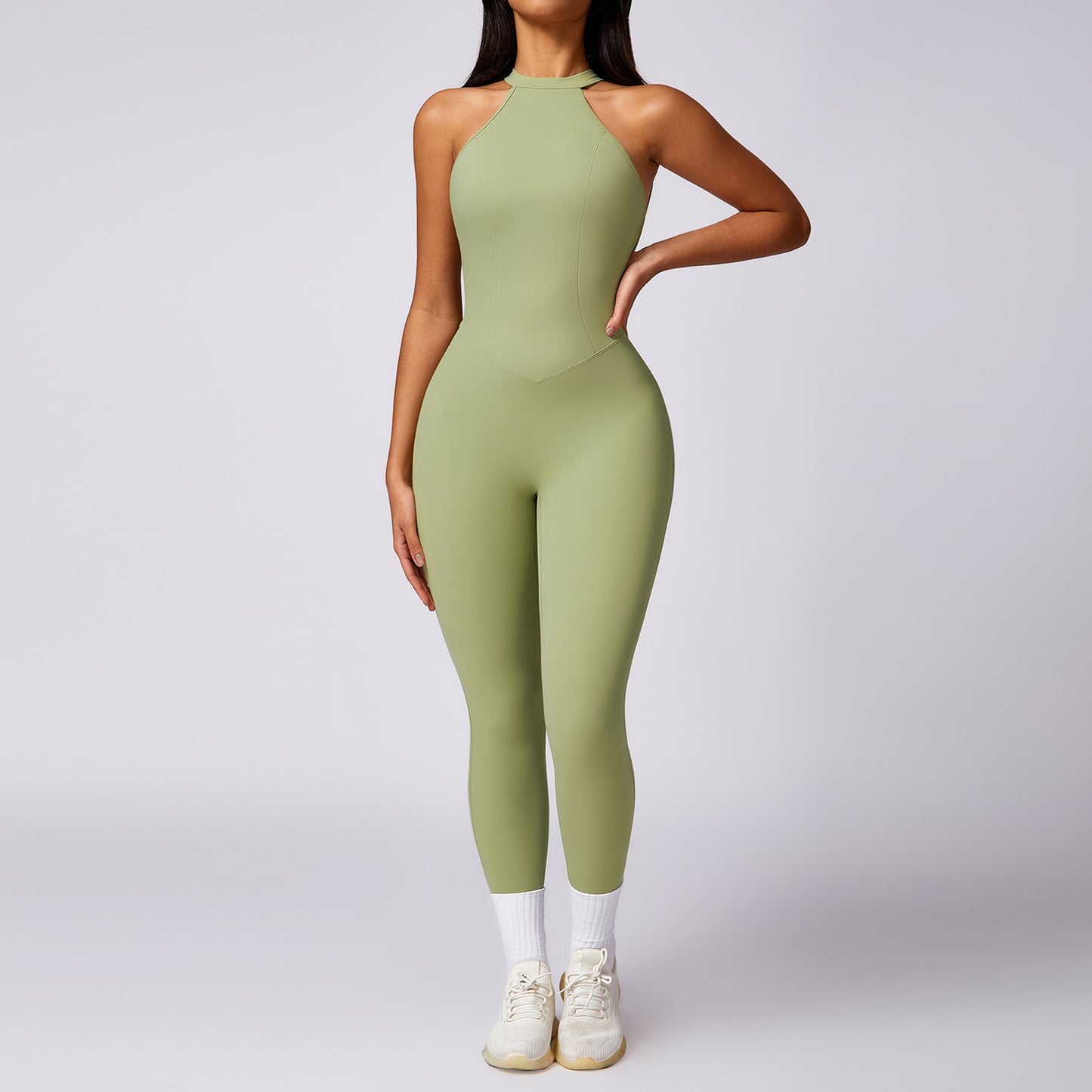 Peach Shaped Butt Lifting Hollow Back Yoga Jumpsuit for Women Outdoor Running Quick Dry Stretchy and Comfortable Fitness Wear 8602