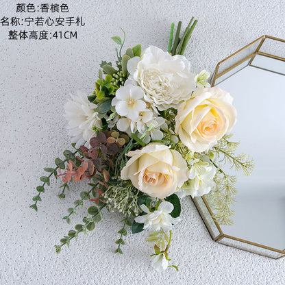 Elegant Ningruo Heartfelt Handcrafted Faux Flower Bouquet - Stunning Home Decor Wall Hanging (CF01496) - Perfect for Weddings, Special Occasions, and Year-Round Decor