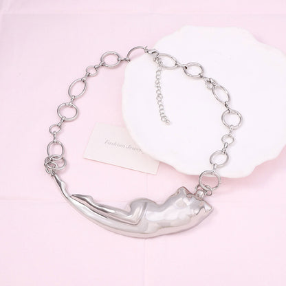 Stylish Minimalist Irregular Abstract Pendant Necklace - Versatile Statement Piece for Hip Hop Punk Fashion Enthusiasts
