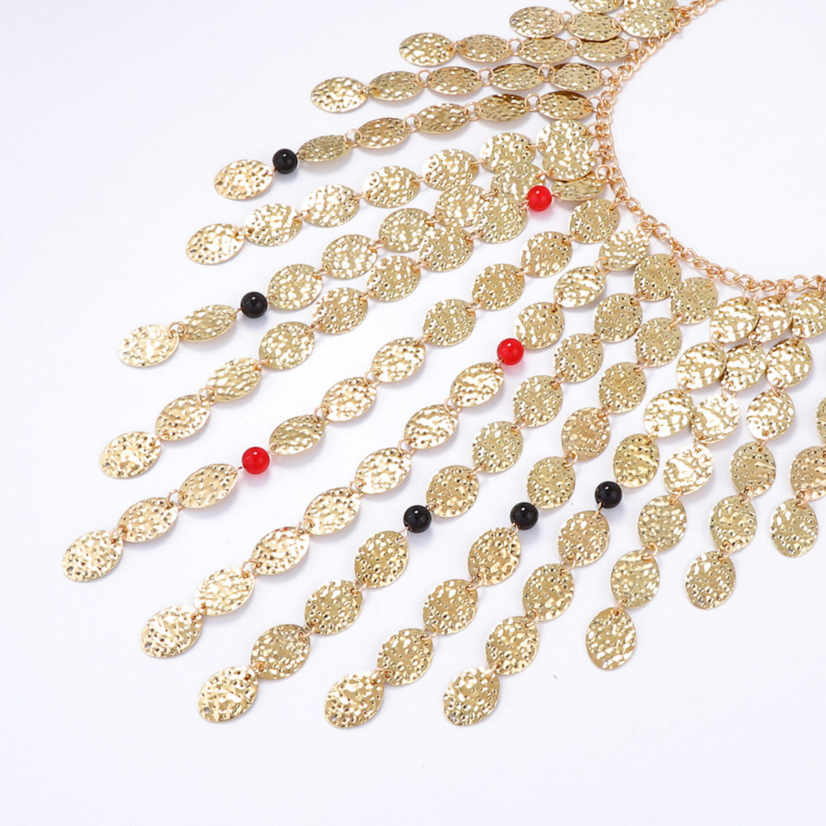 Chic Geometric Metal Circle Pendant Necklace with Tassel for Women -  Lightweight Punk Style Statement Jewelry