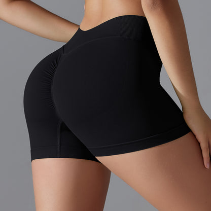 Seamless High Waisted Butt Lifting Yoga Shorts Breathable Peach Shaped Compression Workout Shorts for Running and Fitness