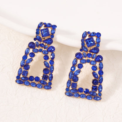 Chic Geometric Square Crystal-Embellished Earrings - Versatile and Unique Accessories for Every Occasion
