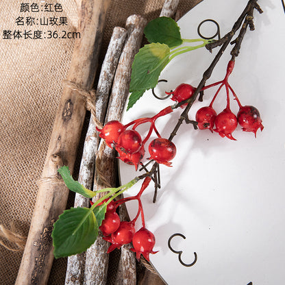 Realistic Mountain Rose Berry Artificial Flower - Lifelike Green Decor for Wedding Decorations and Crafts - Perfect for Home and Event Styling - Model MW25584