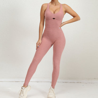 Autumn Winter Ruched Cut Out Yoga Jumpsuit with Flattering Back Design for Activewear Gym and Yoga Sessions