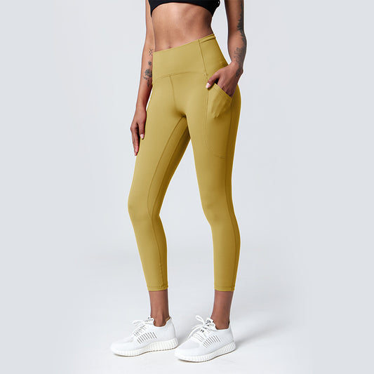 High Waisted Women's Yoga Pants Tummy Control Butt Lifting 9 10 Length Fitness Leggings for a Flattering Peach Shape