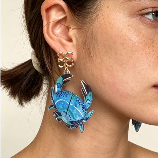 Chic Vacation-Inspired Acrylic Ocean Animal Dangle Earrings - Unique, Minimalist Design for Versatile Everyday Wear