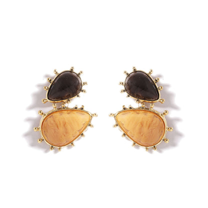 Baroque-Inspired Vintage Geometric Resin Gemstone Drop Earrings for Women - Perfect for Parties and Special Occasions