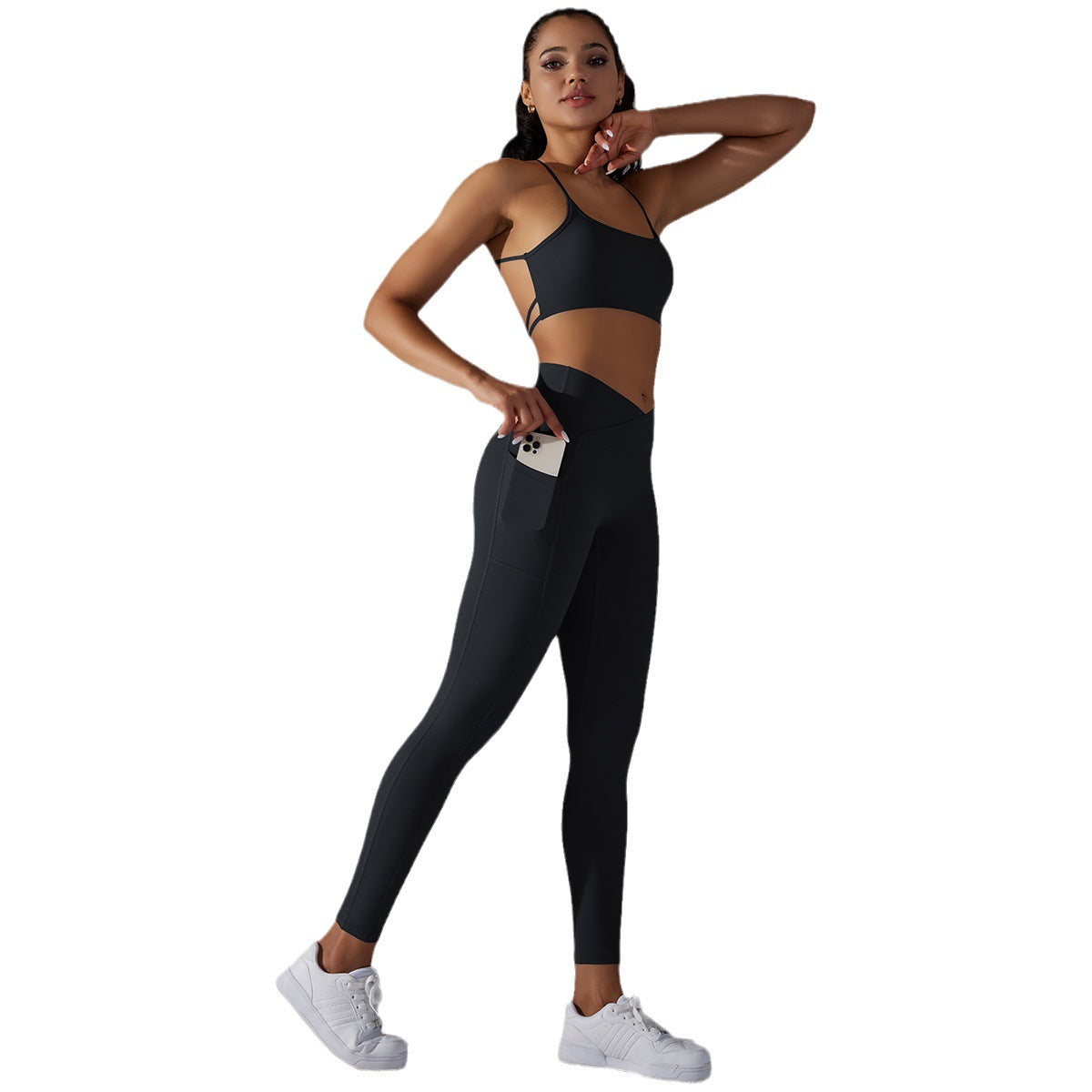 Women's Cross Back Active Sports Bra and Long Leggings Set Breathable Quick Dry Yoga Outfit for Fitness and Workouts