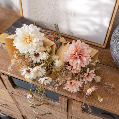 Gorgeous Winter Dahlia Handcrafted Faux Flower Bouquet - Perfect for Home Decor, Weddings, and Wall Art CF01390