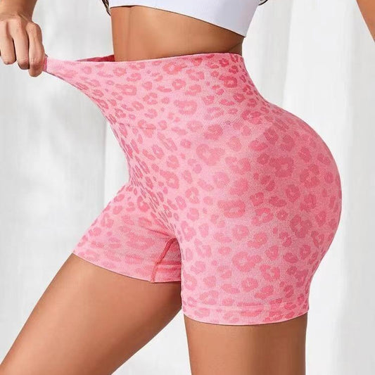 Seamless Leopard Print Yoga Shorts Lifting Workout Leggings for Running and Fitness Activewear for Women