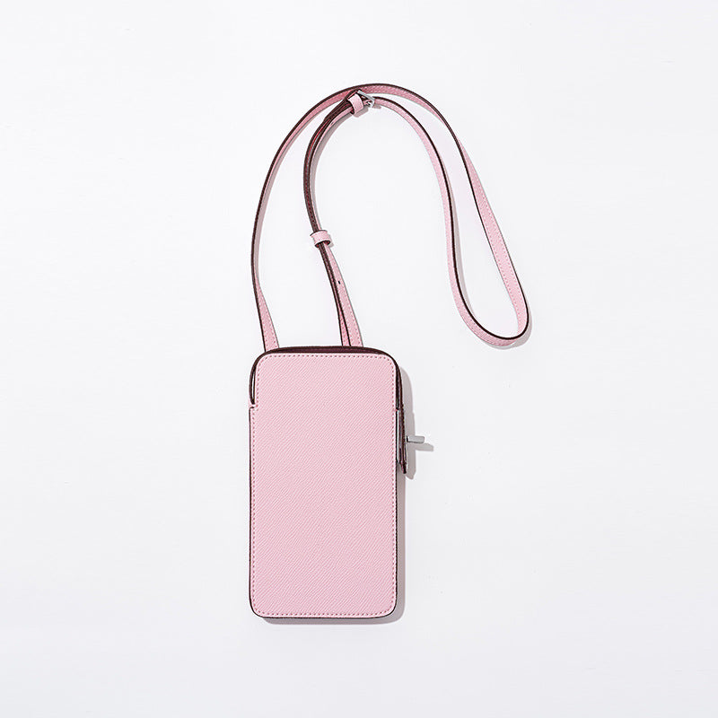 Lock Closure Mini Leather Crossbody Bag for Women Palm Texture Simple Solid Color for Everyday Use