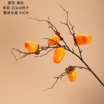 Realistic Faux Persimmon Flower: Stunning Artificial Green Plant Décor for Weddings and Special Events - Perfect for Home & Office Decoration - MW10892