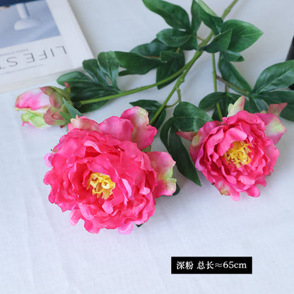 Elegant Three-Headed Fake Peony Flowers for Home Decor - Stunning Faux Floral Arrangements for Weddings, Celebrations, and Photography Props