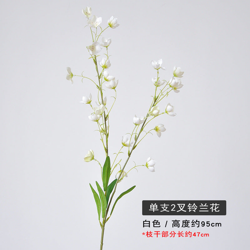 Realistic Lily of the Valley Artificial Flowers - Elegant Indoor Floor Decor for Living Rooms & Weddings - Stunning Two-Stem Bellflower Arrangement