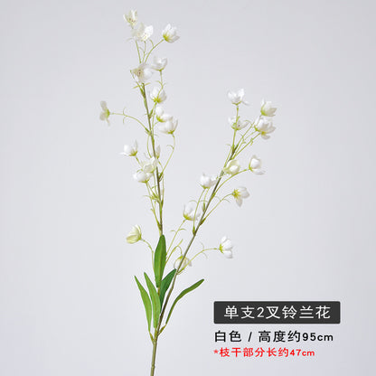 Realistic Lily of the Valley Artificial Flowers - Elegant Indoor Floor Decor for Living Rooms & Weddings - Stunning Two-Stem Bellflower Arrangement