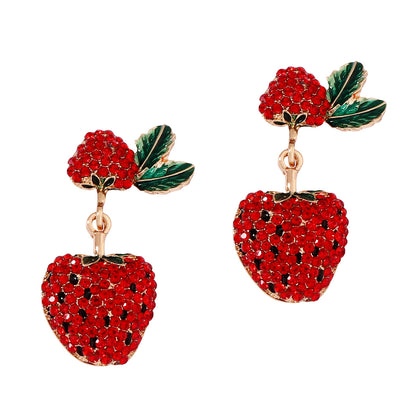 Chic Strawberry-Inspired Crystal-Studded Earrings for Women – Unique, Versatile Lightweight Luxury Fashion Accessories