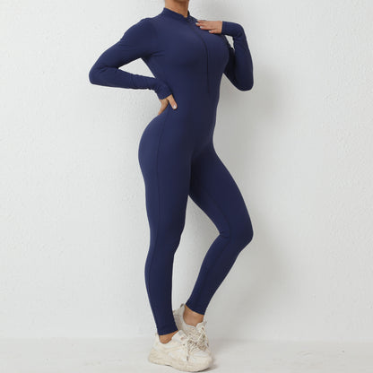 Long Sleeve Professional Aerial Yoga Bodysuit Zip Up Slim Fit Butt Lifting and Beauty Enhancing One Piece Leotard for Comfort and Style in Your Practice