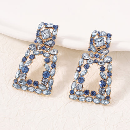 Chic Geometric Square Crystal-Embellished Earrings - Versatile and Unique Accessories for Every Occasion