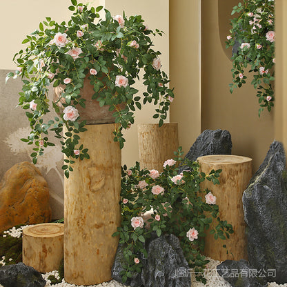 Realistic Artificial Rose Vine Wall Décor - Perfect for Enhancing Backgrounds, Airbnb Aesthetic, and Climate Control Masking