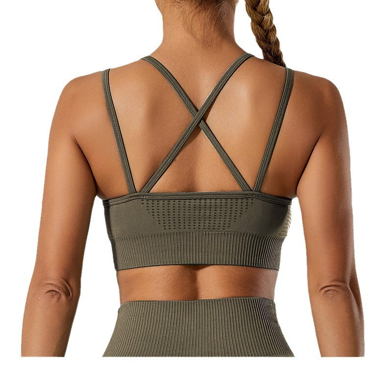 Seamless High Waisted Yoga Pants Shock Absorbing Sports Tank Top Set for Outdoor Training for Fitness Yoga Enthusiasts