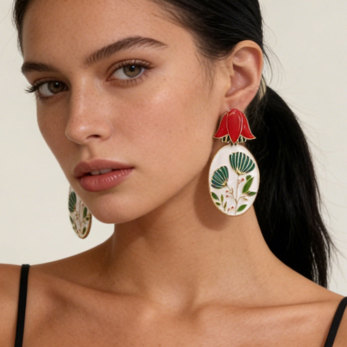 Elegant Minimalist Alloy Drop Oil 3D Floral Earrings - Unique Design for Effortless Style and Versatile Everyday Wear