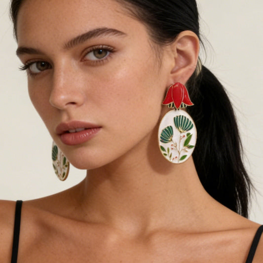 Elegant Minimalist Alloy Drop Oil 3D Floral Earrings - Unique Design for Effortless Style and Versatile Everyday Wear