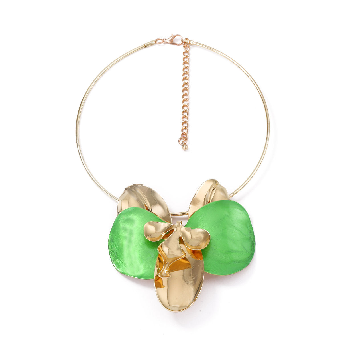 Bohemian Vintage Statement Metal Drop Oil Flower Pendant Necklace - Unique Casual Jewelry for Women