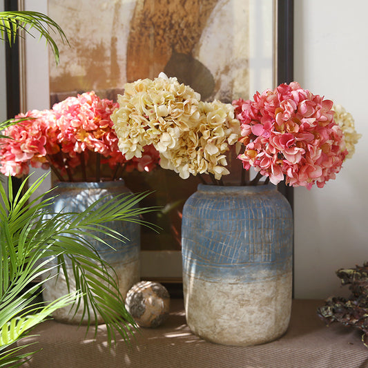 Single Stem Burnt Edge Dry Hydrangea Faux Flower - Perfect for Home Decor, Retail Displays, and Elegant Arrangements