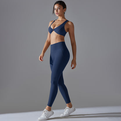 Low Back Yoga Bra and Leggings Set No Underwear Needed for Running Fitness Everyday Wear