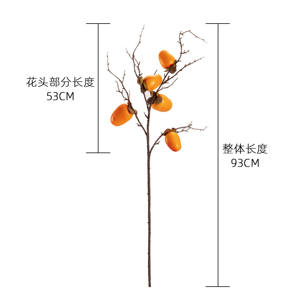 Realistic Faux Persimmon Flower: Stunning Artificial Green Plant Décor for Weddings and Special Events - Perfect for Home & Office Decoration - MW10892